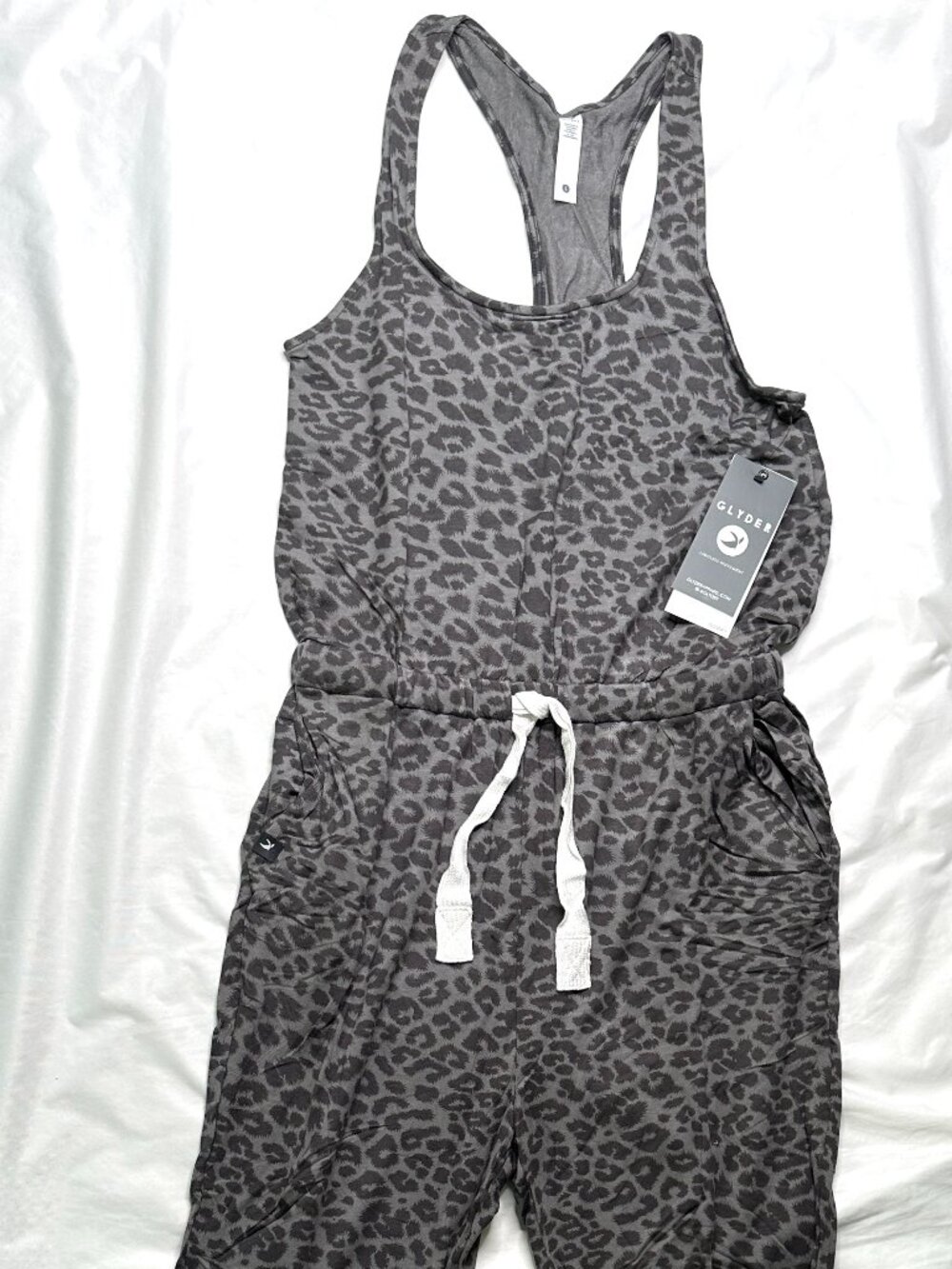 Glyder Women's Large Leisure Jumpsuit Black Leopard Print NWT